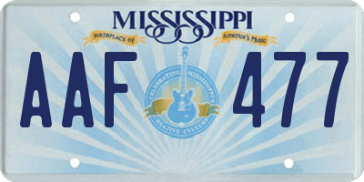 MS license plate AAF477