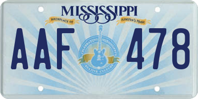 MS license plate AAF478