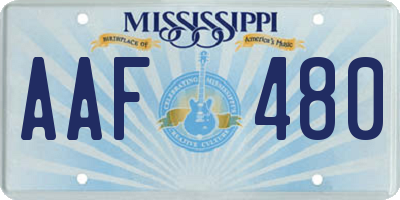 MS license plate AAF480