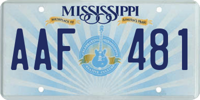 MS license plate AAF481