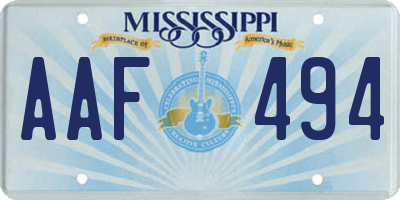 MS license plate AAF494