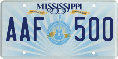 MS license plate AAF500