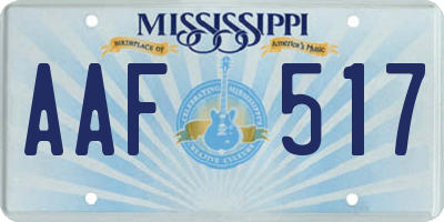 MS license plate AAF517