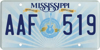 MS license plate AAF519