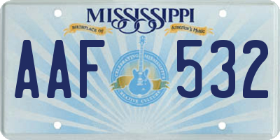 MS license plate AAF532