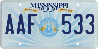 MS license plate AAF533