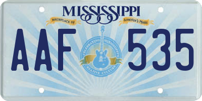 MS license plate AAF535