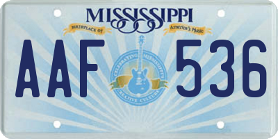 MS license plate AAF536