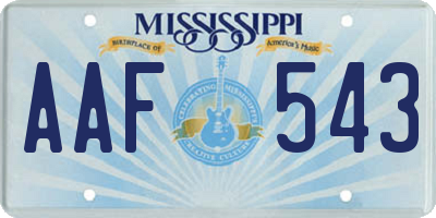MS license plate AAF543