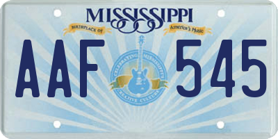 MS license plate AAF545