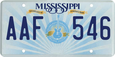 MS license plate AAF546