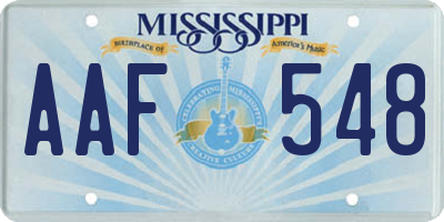 MS license plate AAF548