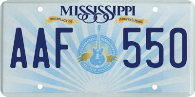 MS license plate AAF550