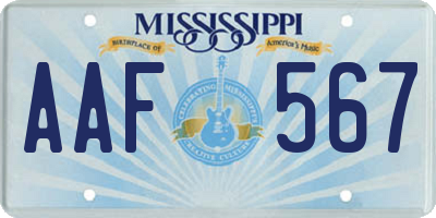 MS license plate AAF567