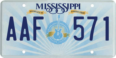 MS license plate AAF571