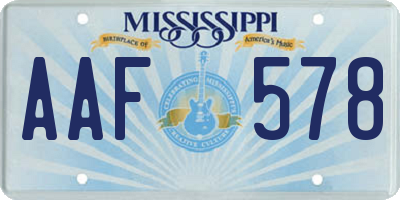MS license plate AAF578