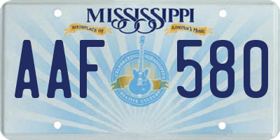 MS license plate AAF580