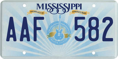 MS license plate AAF582