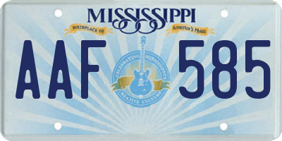 MS license plate AAF585