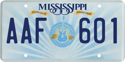 MS license plate AAF601