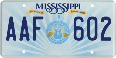 MS license plate AAF602