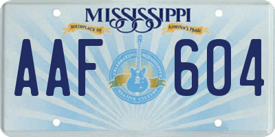 MS license plate AAF604