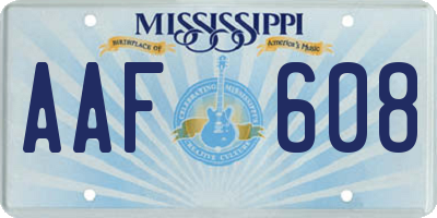 MS license plate AAF608