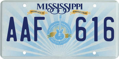 MS license plate AAF616
