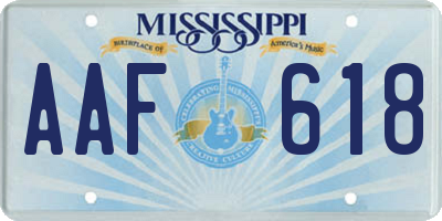 MS license plate AAF618