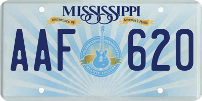 MS license plate AAF620