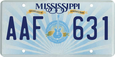 MS license plate AAF631