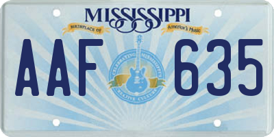 MS license plate AAF635