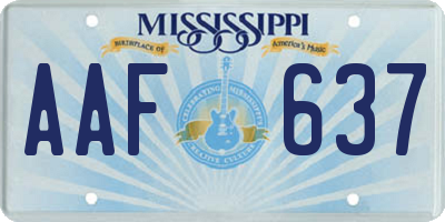 MS license plate AAF637