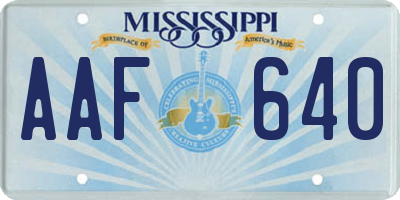 MS license plate AAF640