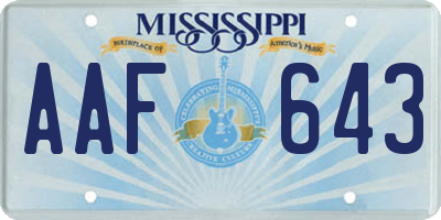 MS license plate AAF643