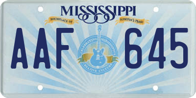 MS license plate AAF645