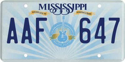 MS license plate AAF647