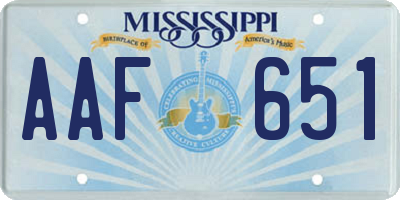 MS license plate AAF651