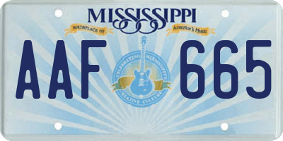 MS license plate AAF665