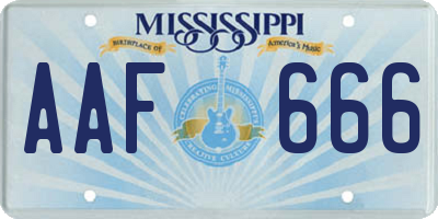MS license plate AAF666