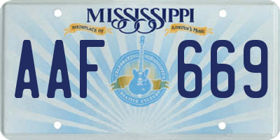 MS license plate AAF669