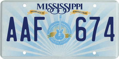 MS license plate AAF674