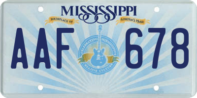 MS license plate AAF678