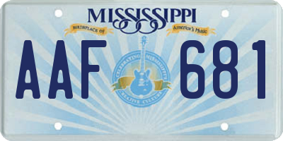 MS license plate AAF681