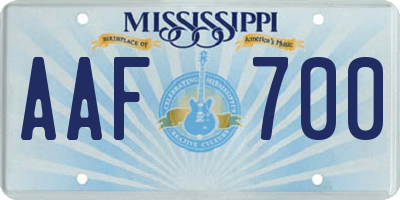 MS license plate AAF700