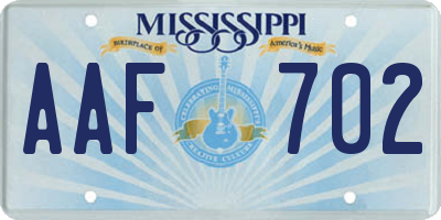MS license plate AAF702