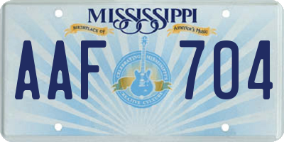 MS license plate AAF704