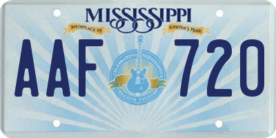 MS license plate AAF720