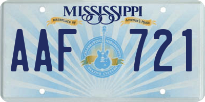 MS license plate AAF721