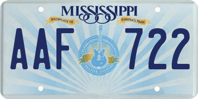 MS license plate AAF722